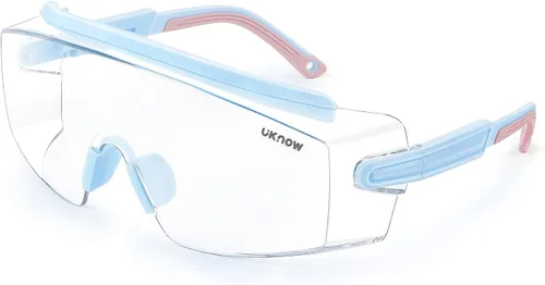 Vista 11 de UKNOW Gafas de Seguridad Sobre Lentes, Gafas de Seguridad Antiempañamiento con Lente Envolvente Transparente, Gafas Protectoras ANSI Z87.1