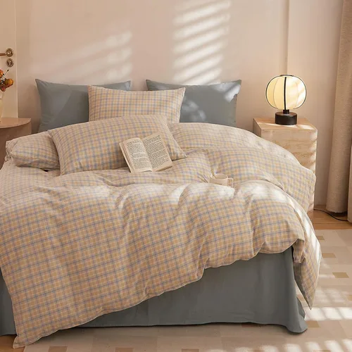 Vista 33 de HighBuy - Juego de funda de edredón a cuadros tamaño Twin XL, diseño Buffalo Grid, ropa de cama de algodón suave con patrón a cuadros, funda