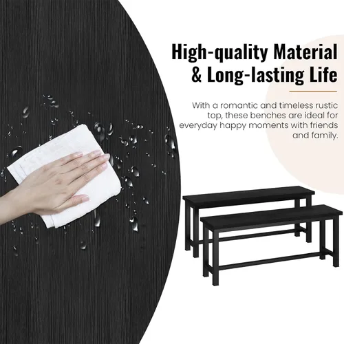 Vista 15 de DKLGG Bancos de comedor, banco de cocina de 39 pulgadas, par de 2 para sala de estar, dormitorio, bancos de entrada industrial, banco de comedor