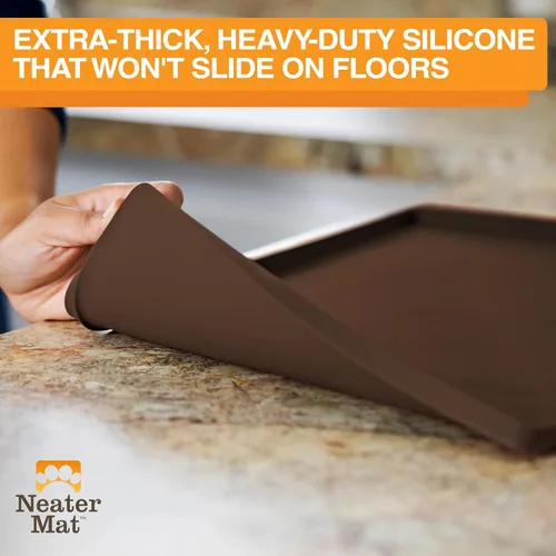 Vista 89 de Neater Pet Brands Neater Mat Tapete de comida para gatos y perros, mantel individual de silicona impermeable y sin BPA con borde elevado para debajo