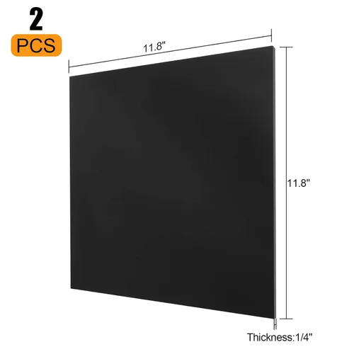 Vista 2 de 2 hojas de plexiglás negro de 1/4 pulgadas de grosor, panel cuadrado de plexiglás fundido opaco, tablero de plástico de 11.8 x 11.8 pulgadas