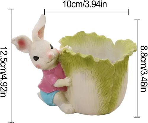 Vista 6 de Mini macetas para suculentas Macetas de conejo Maceta de resina de Pascua de dibujos animados Maceta de conejo para interiores y exteriores