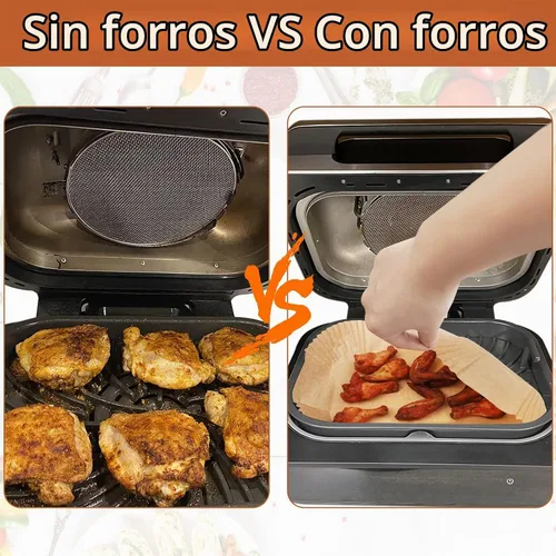 Vista 2 de Forros desechables para freidora de aire, papel pergamino, 125 unidades 125 piezas para Ninja XL