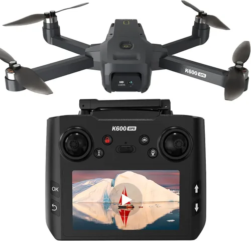Dron GPS con cámara EIS 4K, pantalla FPV de 4.5 pulgadas, dron plegable de transmisión de 5 GHz con motor sin escobillas, retorno automático