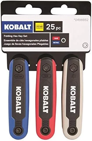 Vista 4 de Kobalt 498862 Juego de llaves hexagonales plegables de 25 teclas, pulgadas/métrico/torx, paquete de 3