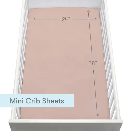 Vista 4 de Newton Baby Sábanas bajeras ajustables para mini cuna (paquete de 2) Sábanas de algodón de muselina orgánico, transpirables y suaves, sábanas