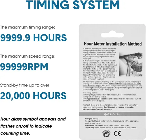 Vista 2 de 4 Piezas de Medidores de Hora para Motores Pequeños Medidor de Motor Digital Inductivo con Apagado Automático Tacómetros Pequeños para Motocicleta