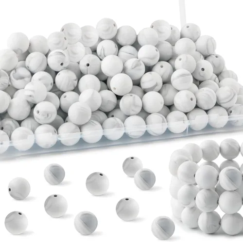 Vista 81 de 160Pcs 12mm de abalorios de silicona para hacer llaveros, pulseras, collares, abalorios redondos de silicona a granel para bolígrafos (negro)