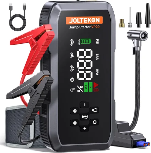 Arrancador de batería para automóvil con compresor de aire 150PSI, arrancador de batería portátil de 4500A (9L Gas/8L Diesel), arrancador de 12V con