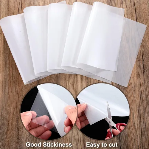 Vista 4 de Outus 20 hojas adhesivas para planchar de doble cara, parche a presión de doble cara, hoja de pegamento de tela termofusible, hojas adhesivas