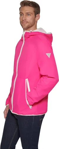 Vista 3 de GUESS Cortavientos con capucha para hombre