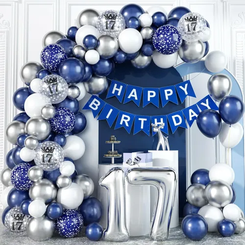 Vista 14 de Decoraciones de Cumpleaños 18 para Niños Globos Negros y Dorados Kit de Arco de Guirnalda con Número 18 Globo de Confeti de Papel de Aluminio