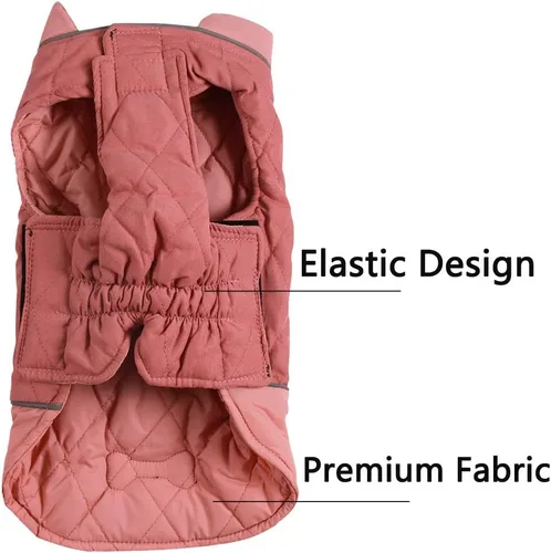 Vista 6 de Vecomfy - Abrigo reversible para perros pequeños, impermeable, cálido, de algodón, para invierno, color rojo