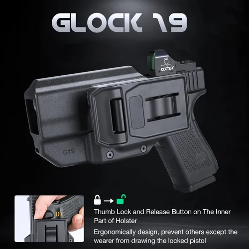 Vista 2 de WARRIORLAND OWB Holster Thumb Release & Optic Cut Compatible with Glock 17/22/31, G19/19X/23/45, Taurus G2C/G3C, 1911 5'' No Rail, M&P M2.0 9mm/SD9