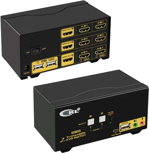 Vista 10 de CKL HDMI KVM 2 puertos 4K 30Hz Dual Monitor Extended Display (CKL-922HUA)