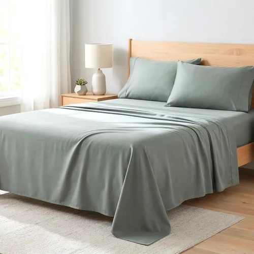 Vista 19 de Beckham Hotel Collection Juego de sábanas tamaño Twin 100% algodón, ropa de cama de satén de lujo 500TC, bolsillo profundo de 16", que absorbe
