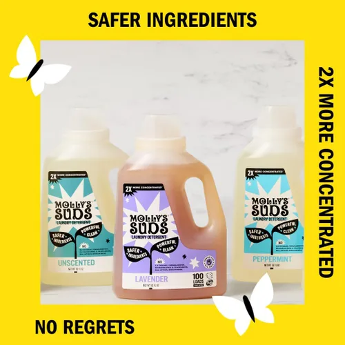 Vista 3 de Molly's Suds Detergente líquido para ropa Jabón detergente limpio para ropa para pieles sensibles 2 veces concentrado, de alta eficiencia (HE)