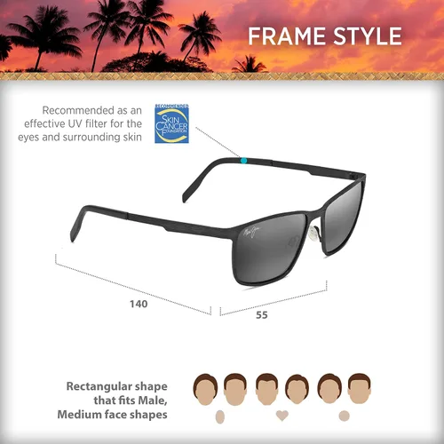 Vista 7 de Maui Jim Gafas de sol rectangulares polarizadas Cut Mountain para hombre