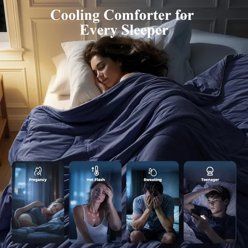 Vista 8 de Edredón Refrescante Tamaño Individual, Manta Transpirable para Dormir con Calor y Sudoraciones Nocturnas, Tech Q-Max>0.46, Ropa de Cama Ligera