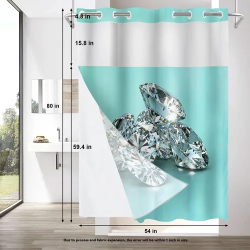 Vista 473 de Shrahala Father and Child Embracing No Hooks Shower Curtain with Snap in Liner Set, Tender Moment Captured Bathroom Décor Polyester Fiber Waterproof