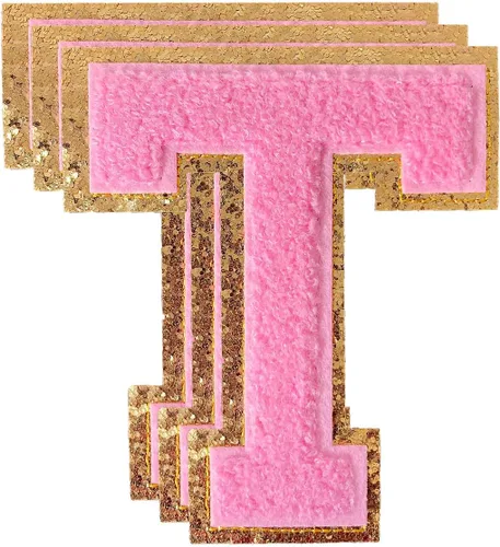 Vista 71 de 3 parches de letras de felpilla negra, parches de letras termo-adhesivas de 4-1/2", parches universitarios para ropa, S