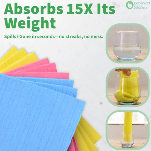 Vista 6 de Paperless Kitchen - Paños de cocina suecos reutilizables para cocina, alternativa a toallas de papel ecológicas, absorbentes, lavables