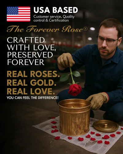 Vista 3 de Forever Rose Rosa bañada en oro de 24 quilates, flor de oro grabada con láser personalizada en un elegante jarrón de vidrio y caja lista