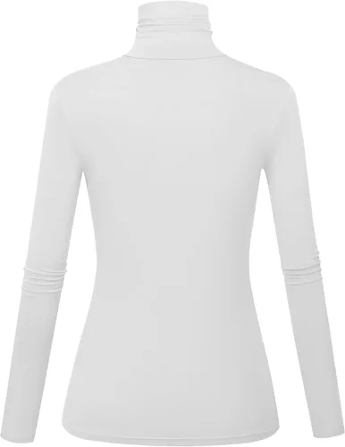 Vista 2 de Camisas de manga larga con cuello alto para mujer, ajustadas, ligeras, capa base, tops casuales