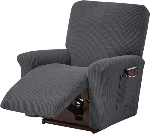 Vista 13 de MIFXIN Funda reclinable de terciopelo de 4 piezas, elástica de 1 asiento, fundas de sofá reclinable, fundas elásticas suaves para sillas Verde Oscuro