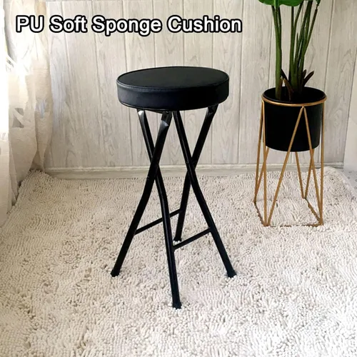 Vista 4 de Home - Juego de 2 taburetes plegables, resistentes de 24 pulgadas, plegable, acolchado, con capacidad de 300 libras para dormitorio, sala de recreo