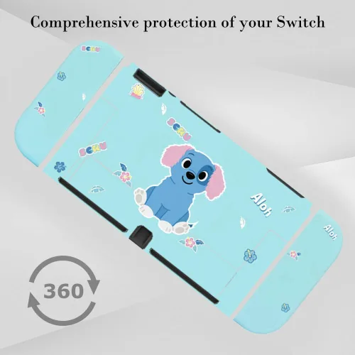Vista 5 de PERFECTSIGHT Diseñada para Nintendo Switch OLED, funda protectora de TPU para niñas y niños, linda funda acoplable kawaii, compatible con Nintendo