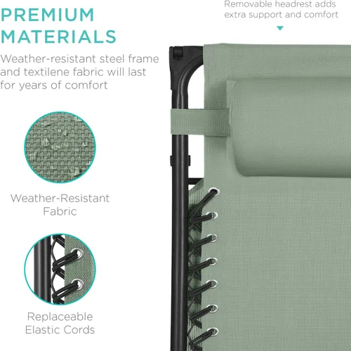 Vista 47 de Best Choice Products Silla reclinable plegable de gravedad cero para exteriores, de patio, para salón al aire libre, con toldo ajustable