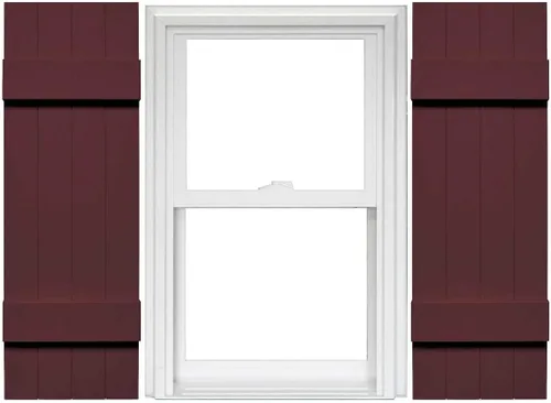 Vista 2 de Mid America - Persiana estándar de vinilo tipo revestimiento exterior de madera de 4 tablones de 14 pulgadas (1 par)