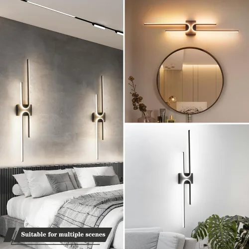 Vista 7 de Lámpara de tocador de baño negra sobre espejo 3CCT regulable para baño, barra de iluminación LED moderna de 39.17 pulgadas de largo, aplique