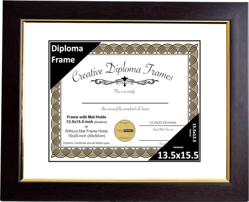Vista 48 de Creative Picture Frames Marco de diploma de caoba de 7 x 9 pulgadas con borde dorado, incluye caballete de vidrio negro y ganchos de pared