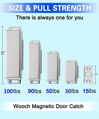Vista 6 de WOOCH - Cierre magnético para puerta de 90 lb de alta capacidad, en acero inoxidable, de uso pesado para cocina, baño, armario, guardarropa, cierre