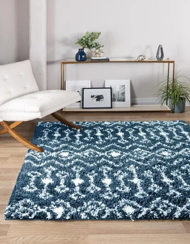 Vista 23 de Unique Loom Alfombra marroquí Trellis Shag Collection - Meknes (2 x 5 pies 1 pulgada, color marfil/gris)