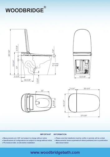 Vista 5 de WOODBRIDGE Inodoro inteligente 1.28 GPF doble descarga, apertura y cierre automático, descarga automática, sensor de pie, puntuación de lavado MaP
