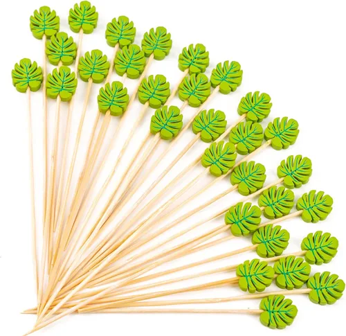 Vista 34 de PuTwo palillos de cóctel hechos a mano 300 unidades palillos de cóctel de bambú natural con cuentas cúbicas en los extremos, ecológicos, pinchos