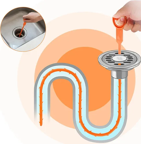 Vista 5 de Paquete de 3 limpiadores de drenaje de cabello, herramienta de serpiente de 20 pulgadas para bañeras, duchas y fregadero de cocina, 3 pares