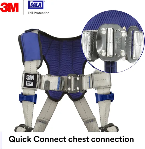 Vista 4 de 3M DBI-SALA ExoFit X100 Comfort Construction Arnés de seguridad de posicionamiento, OSHA, ANSI, 3 conexiones de anillo en D, hebillas de pierna