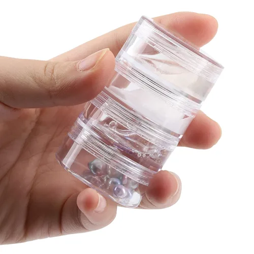 Vista 6 de 100 unidades de 10 g de envases de muestra pequeños con tapas. Frasco de plástico. Frascos cosméticos vacíos. Frascos de maquillaje. Envases