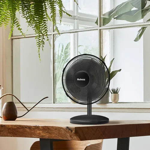 Vista 5 de HOLMES Ventilador de mesa de 12 pulgadas, oscilación de 75°, 3 velocidades, inclinación de cabeza ajustable de 15°, ideal para el hogar, dormitorio