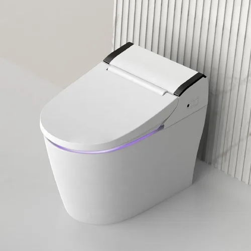 Vista 13 de VOVO VB-6100SR Asiento redondo de inodoro bidé, agua caliente, luz LED, asiento con calefacción, blanco, secadora, boquilla de acero inoxidable