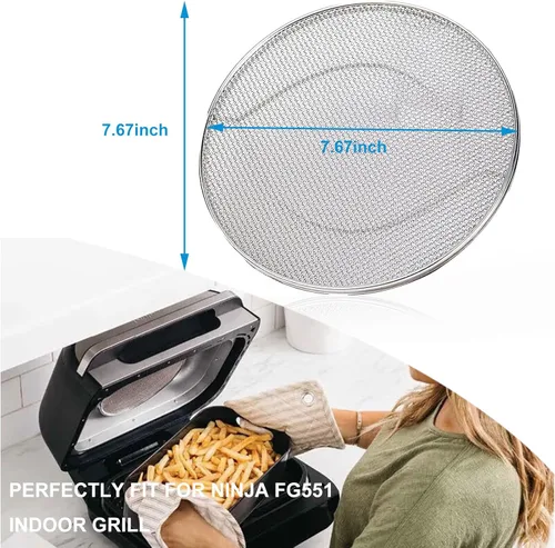Vista 2 de Protector de salpicaduras de repuesto para freidora de aire Ninja Foodi FG551, accesorios de pantalla de salpicaduras de acero inoxidable
