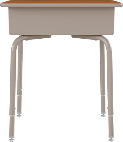 Vista 36 de EMMA + OLIVER Buckley - Escritorio para estudiantes, parte superior con acabado de granito sintético gris, marco de metal plateado, caja frontal