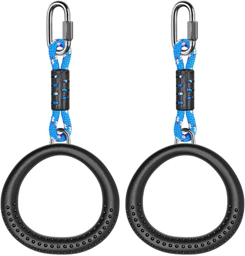 Vista 9 de Dolibest 2 Pack of Ninja Gymnastic Rings,Monkey Ring Outdoor Backyard Ninja Accessories Set,Swing Bar Rings Obstacle Course for Training Equipment