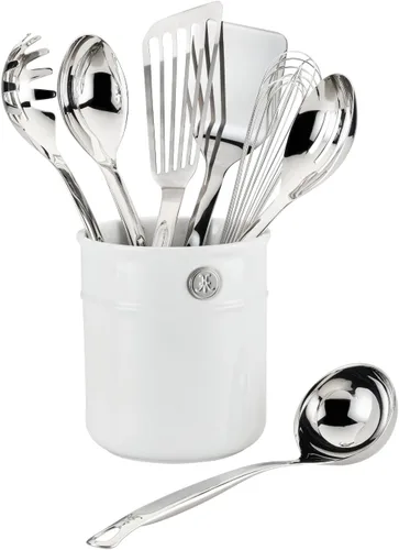 Vista 10 de Hestan Provisions - Herramientas de chef, juego esencial (5 piezas), cuchara sólida de acero inoxidable, cucharón, tenedor para pasta