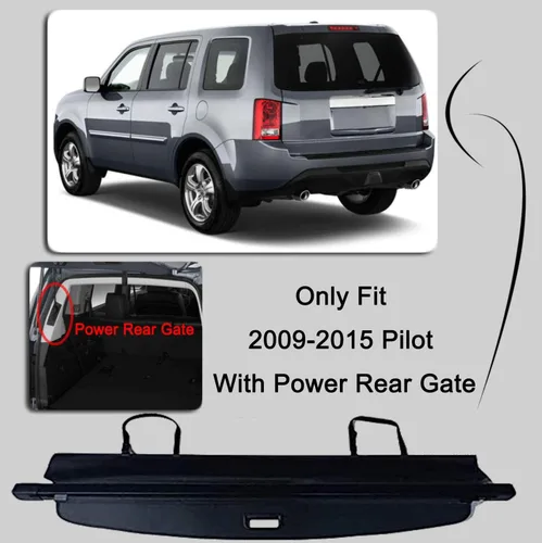 Vista 7 de kaungka Cubierta Protectora de Carga Retráctil Compatible para Honda Pilot 2009-2015, Protector Trasero del Maletero Negro Duradero