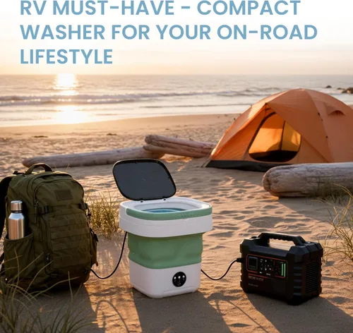 Vista 6 de Lavadora plegable portátil, mini lavadora de gran capacidad de 16 litros para ropa de bebé, ropa interior y lavandería de viaje, lavadora